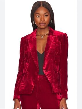 L'Agence Kenzie Red Velvet Blazer